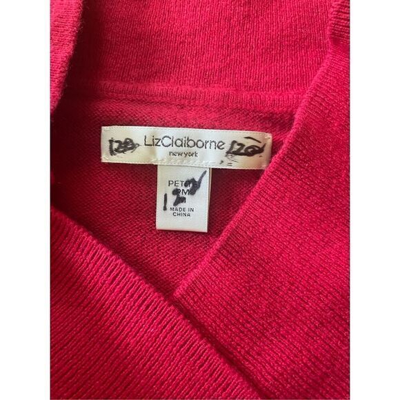 LIZ CLAIBORNE red  sweater 85% COTTON  15% CASHMERE M - Picture 2 of 6